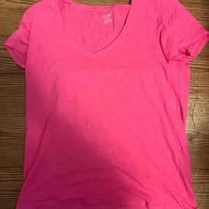 PINK Neon pink V Neck Tee Shirt
